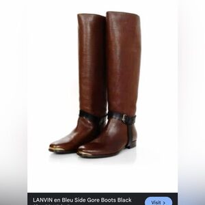 Lanvin Brown Leather Boots with Removable Embellishment
